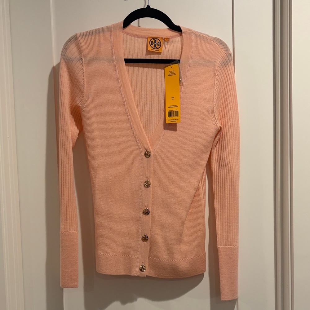 Tory Burch Light Pink Button-Up Cardigan